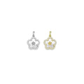 CZ White Mother of Pearl  Flower Gold Charm, Sku#ZX205