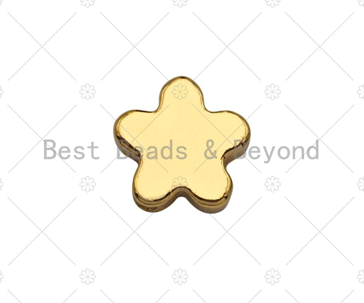 5pc Star Flower Spacer Beads, Gold/Rose Gold/Silver/Black Flower Star Space Beads, Dainty Star Beads, 3x6mm, sku#Y310
