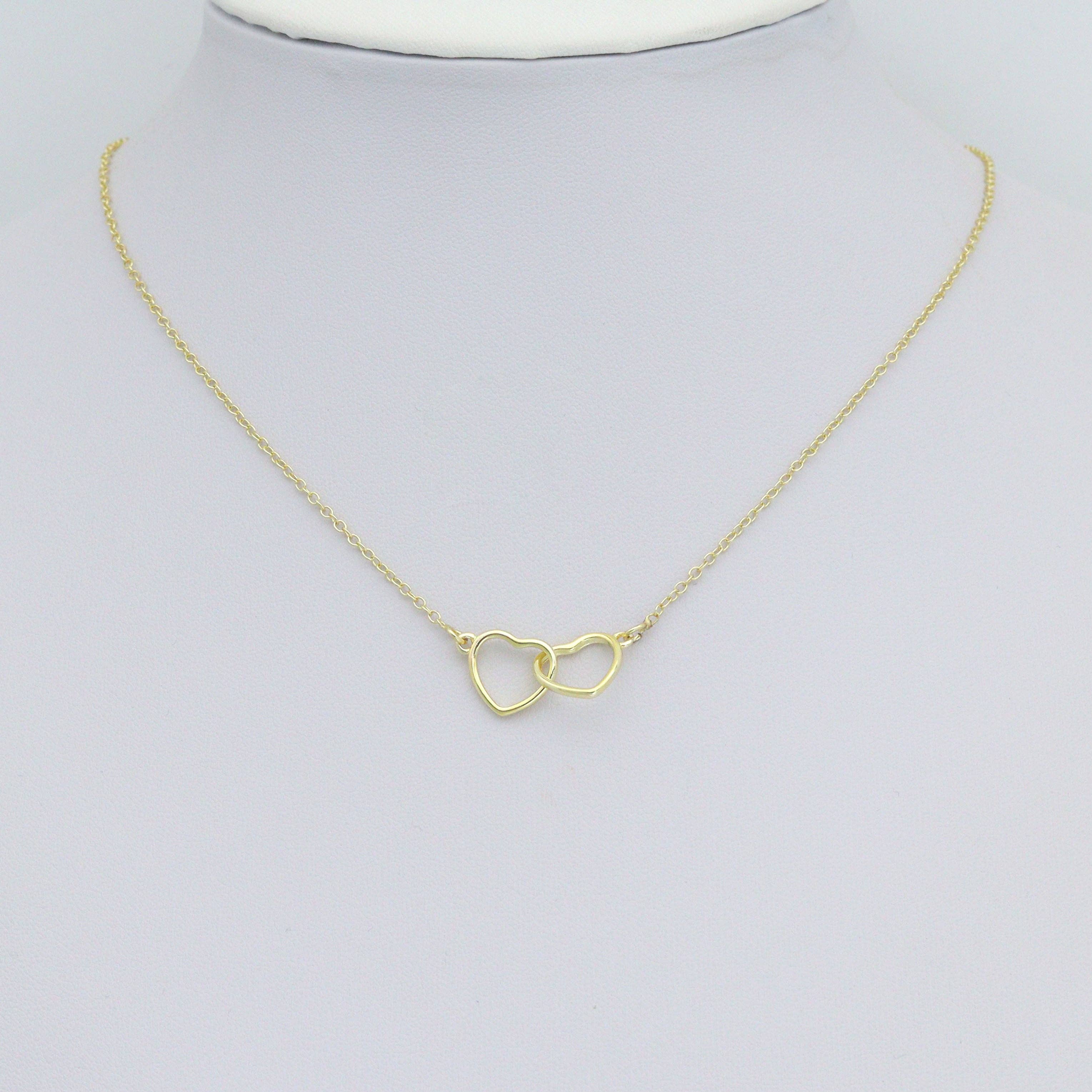 Gold Double Hearts Connector Charm Pendant,Sku#LX873