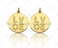 18k Shiny Gold Finish Round LOVE Coin Charms, Embossment LOVE Charms, Round Coin Pendant, Gold Charm, DIY Necklace Charms, 20mm, Sku#Y275