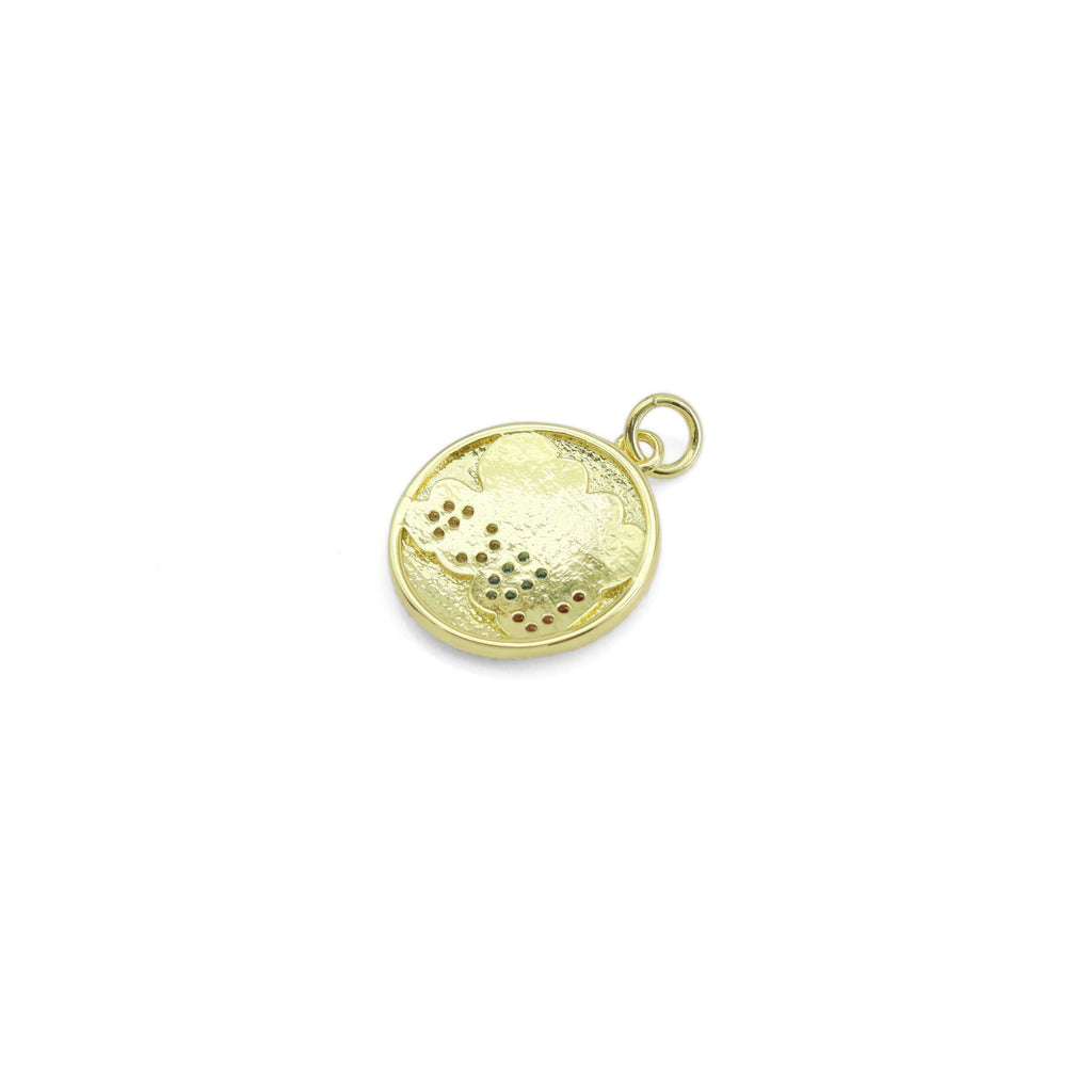 CZ Colorful Enamel Good Luck Coin Charm, Sku#LX442