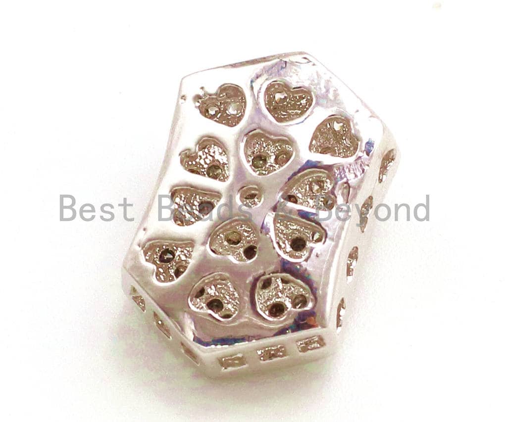 CZ Micro Pave Irregular Hexagon Tassel Head Beads, Cubic Zirconia Spacer Beads, Separator beads, 22x15x5mm, sku#G150-Bestbeads & Beyond