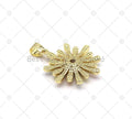 Enamel Colorful Daisy Flower with Big CZ Shape Pendant, 18K Gold Filled Flower Charm, Necklace Bracelet Charm Pendant, Sku#F1447