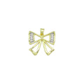 Baguette CZ Gold Bow Shape Charm Pendant, Sku#LX747-Bestbeads & Beyond
