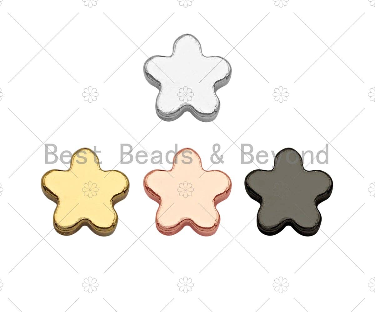 5pc Star Flower Spacer Beads, Gold/Rose Gold/Silver/Black Flower Star Space Beads, Dainty Star Beads, 3x6mm, sku#Y310
