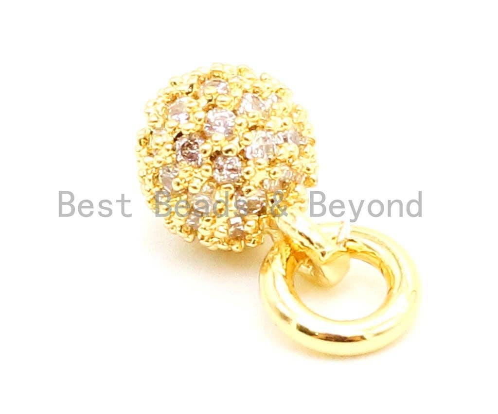 CZ Micro Pave Ball Dangle Charm for Bracelet/Necklace, Pendant Cubic Zirconia Ball Charm, Extension Chain Dangle, 6mm, sku#G95