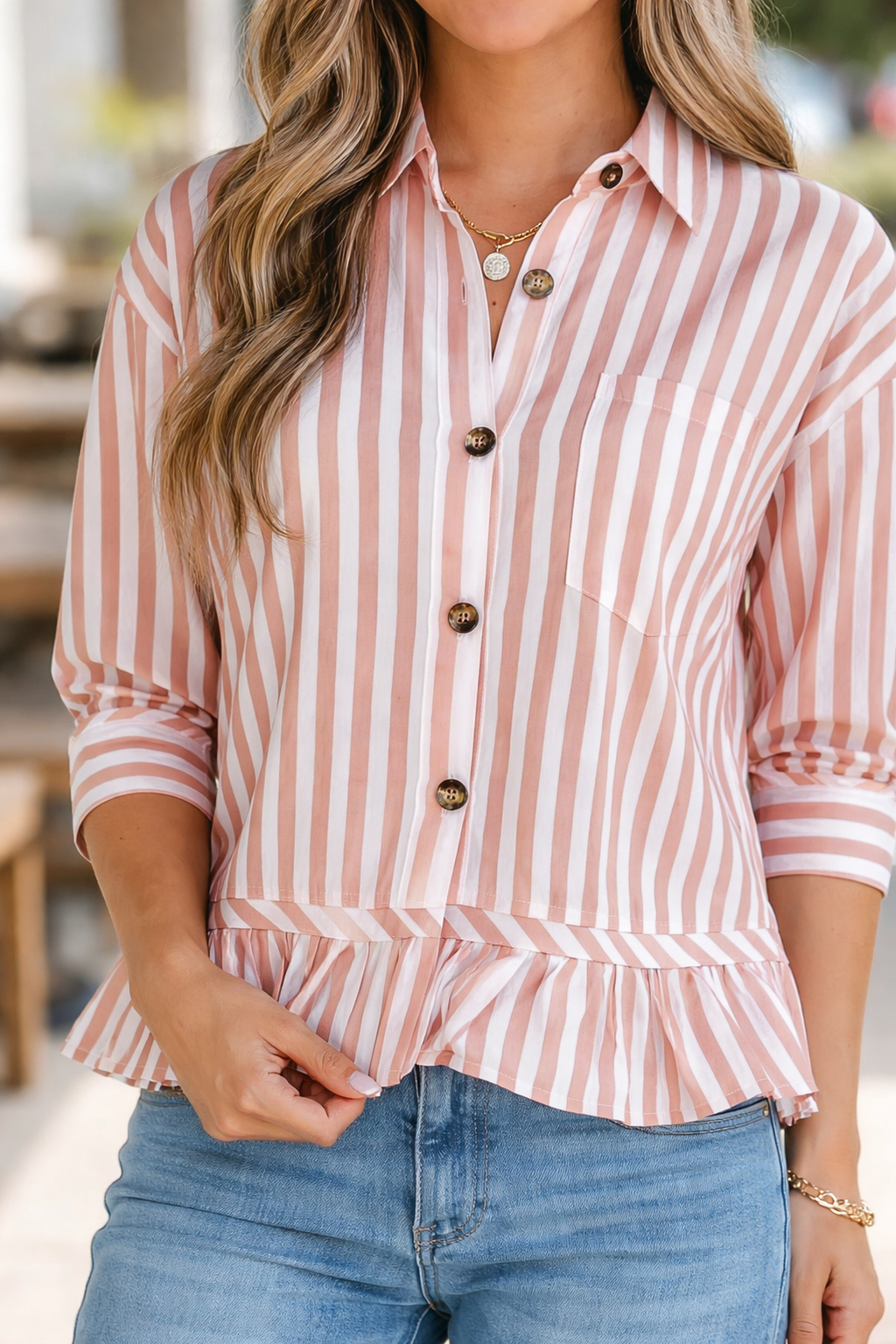Tiffany Sleeve Ruffle Hem Shirt