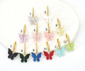 Colorful CZ Enamel Butterfly Hoop Earrings, Sku#EF205