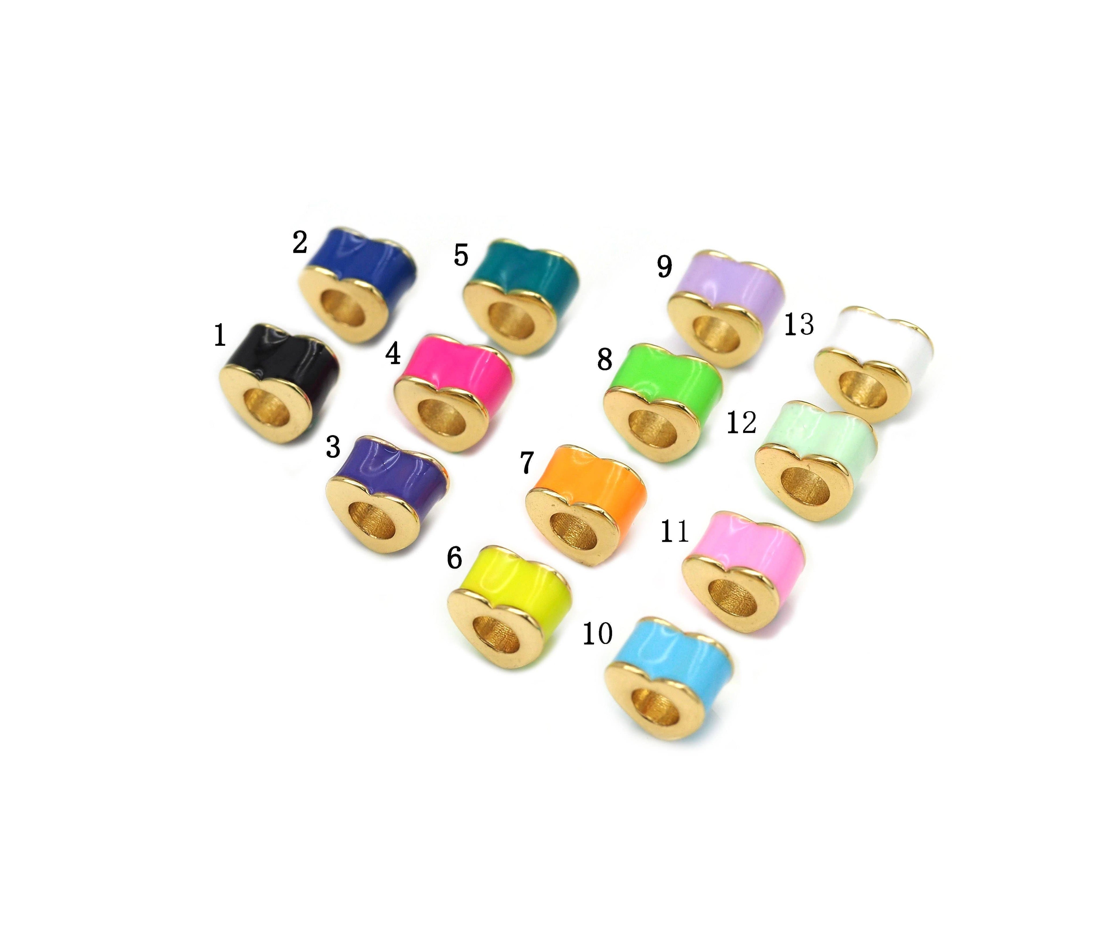 Enamel Heart Spacer Beads, Sku#G432