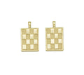 Gold Checkboard Rectangle Charm, Sku#F1516