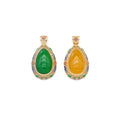 Large Colorful CZ Gold Yellow Green Jade Teardrop Charm, Sku#LX343