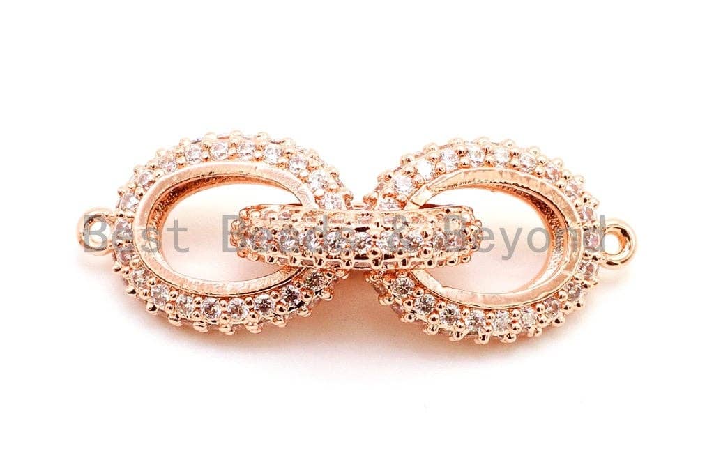 38x12mm CZ Micro Pave Chain Shaped Connector, Cubic Zirconia Oval Link Connector, sku#G98
