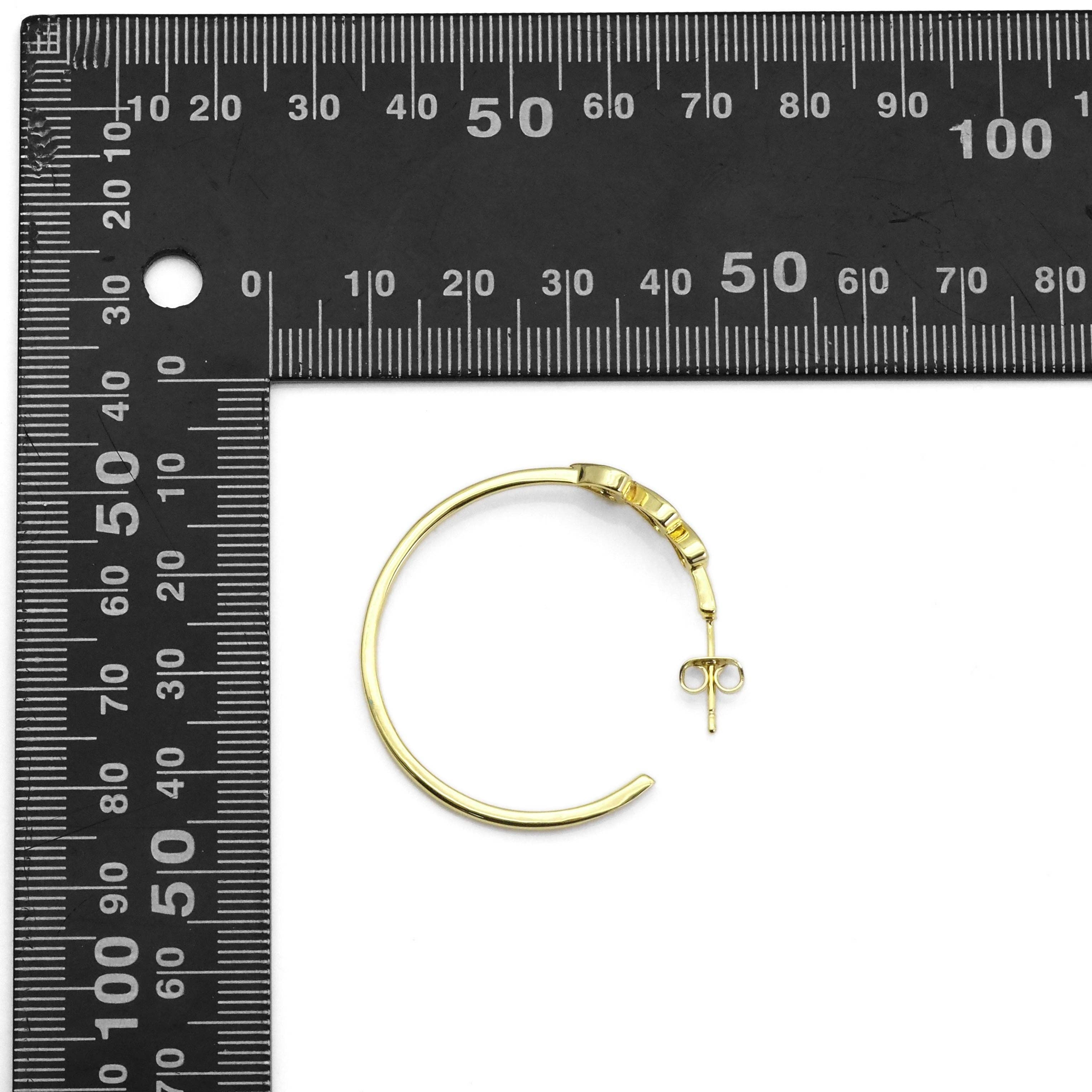 Clear CZ Gold Heart Hoop Earrings, Sku#LX257-Bestbeads & Beyond