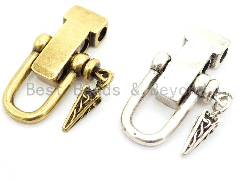 Antique Style Paracord Buckles, Paracord Survival Bracelet U Shaped Clasp,   4 Hole Adjustable D Shackle Metal Clasp, 33mm,sku#Y120