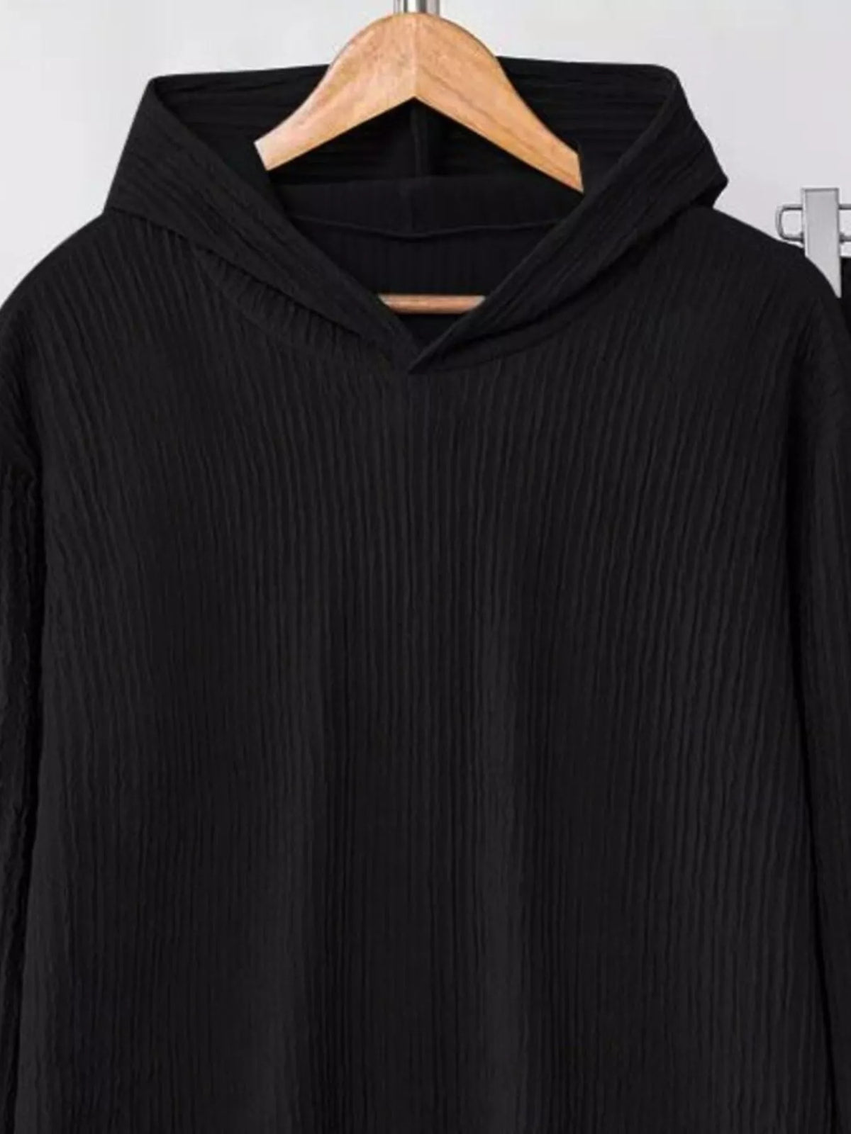 Textured Long Sleeve Hoodie and Pants Set