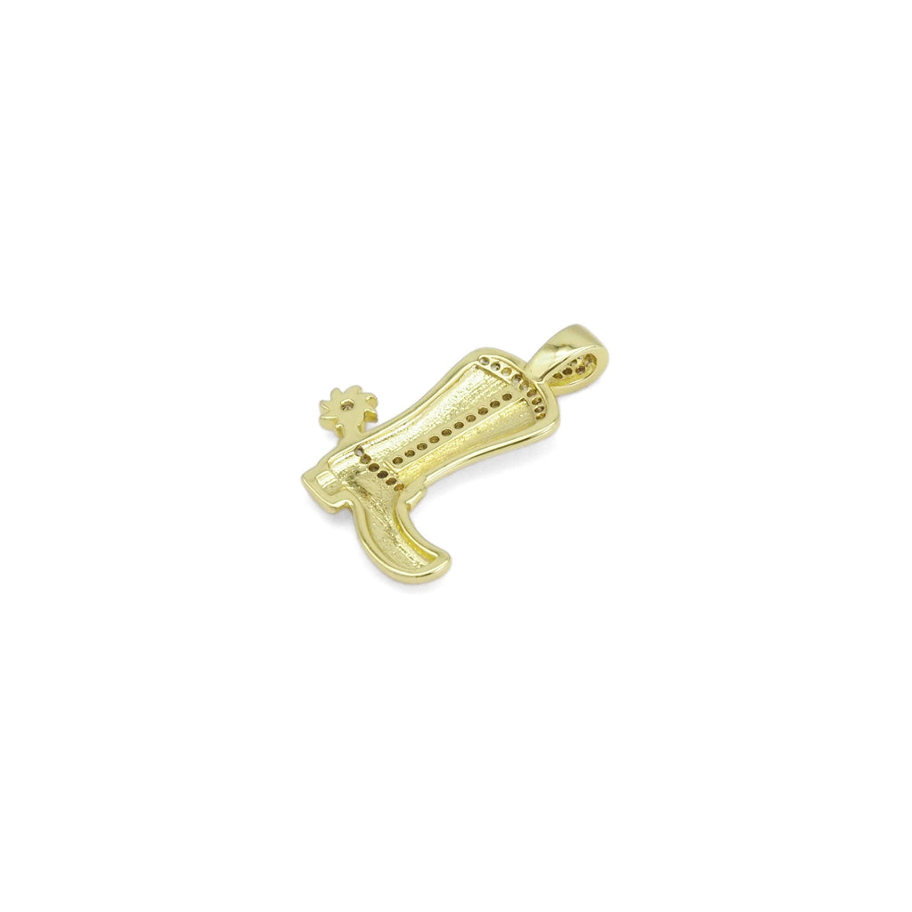 Gold Silver CZ Boot Shape Charm, Sku#Z1472