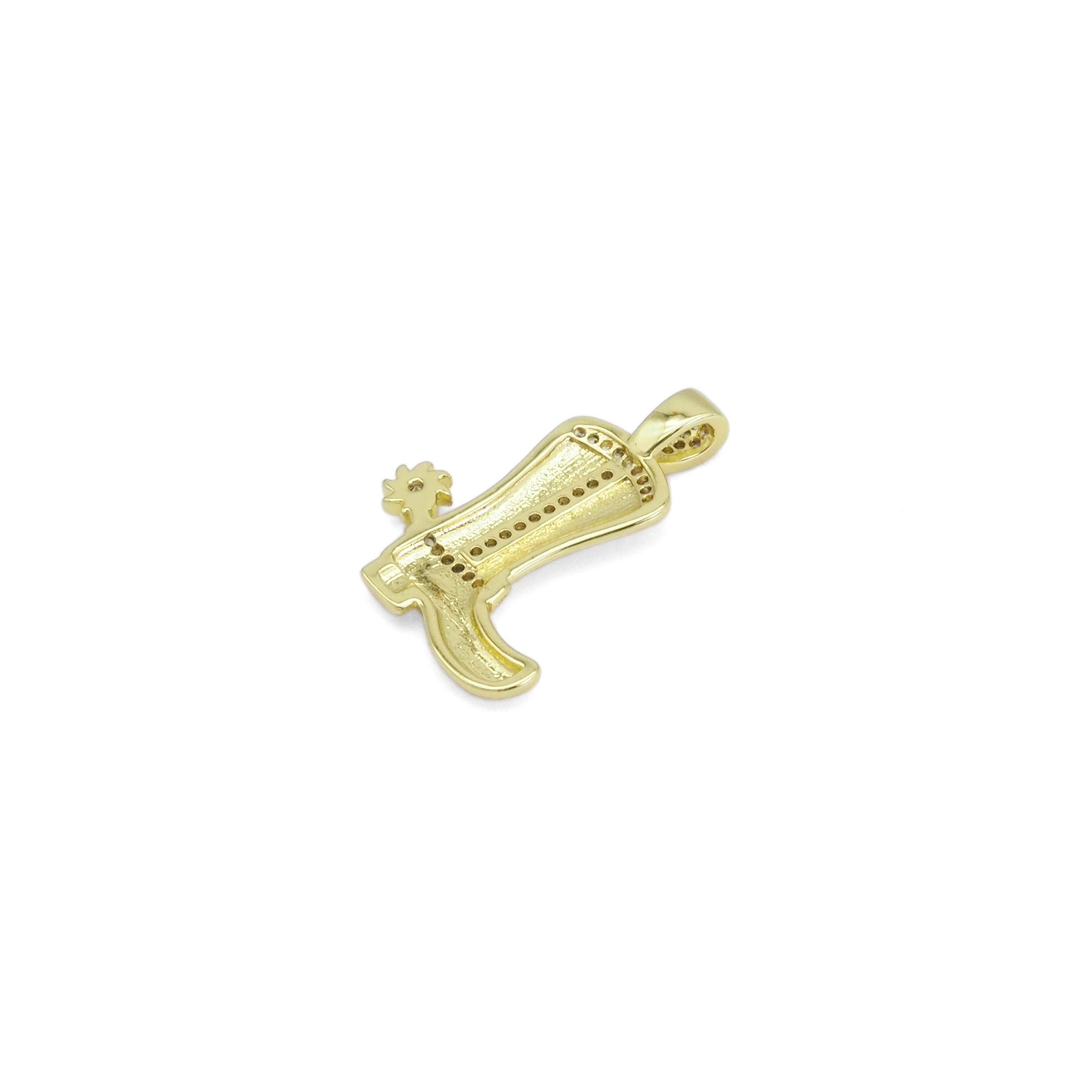 Gold Silver CZ Boot Shape Charm, Sku#Z1472