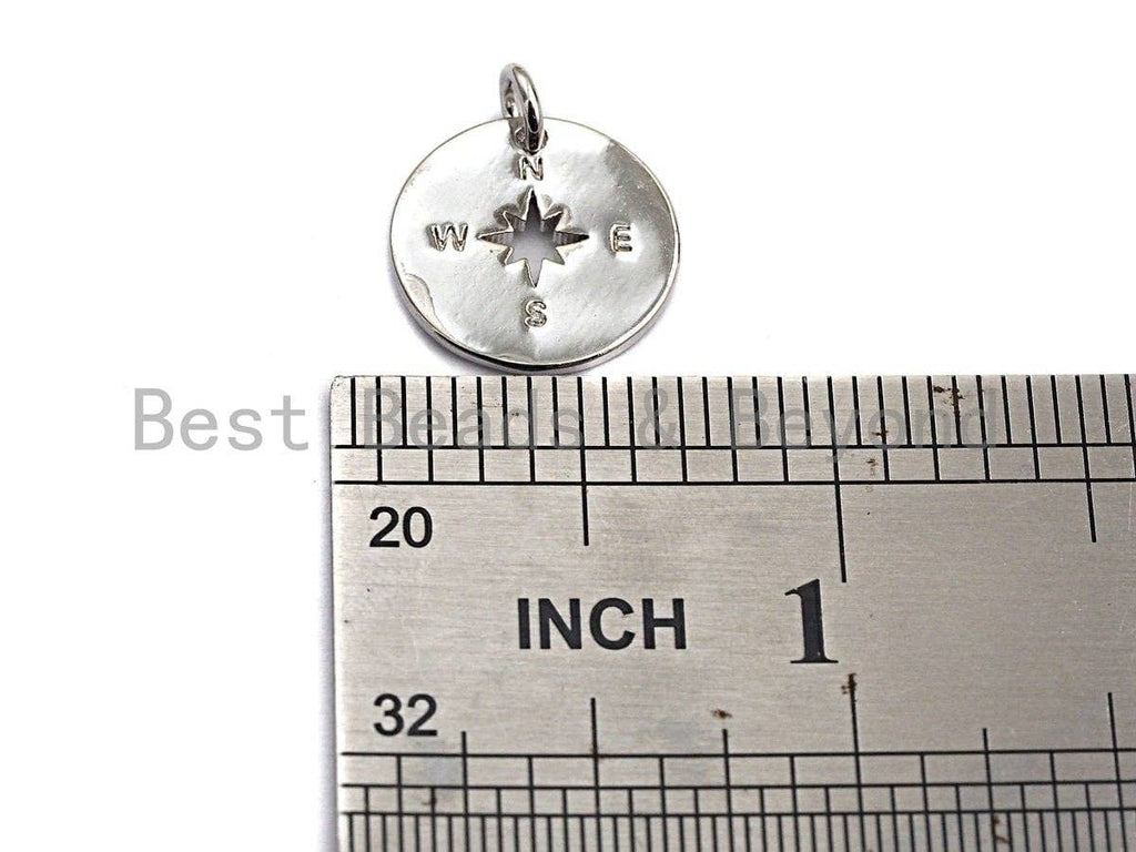Hollow Out North Star on Disc Pendant/Charm,Flat Sheet Copper  CZ Pendant, Silver/Gold/Black Tone,15x15mm,Sku#Z460