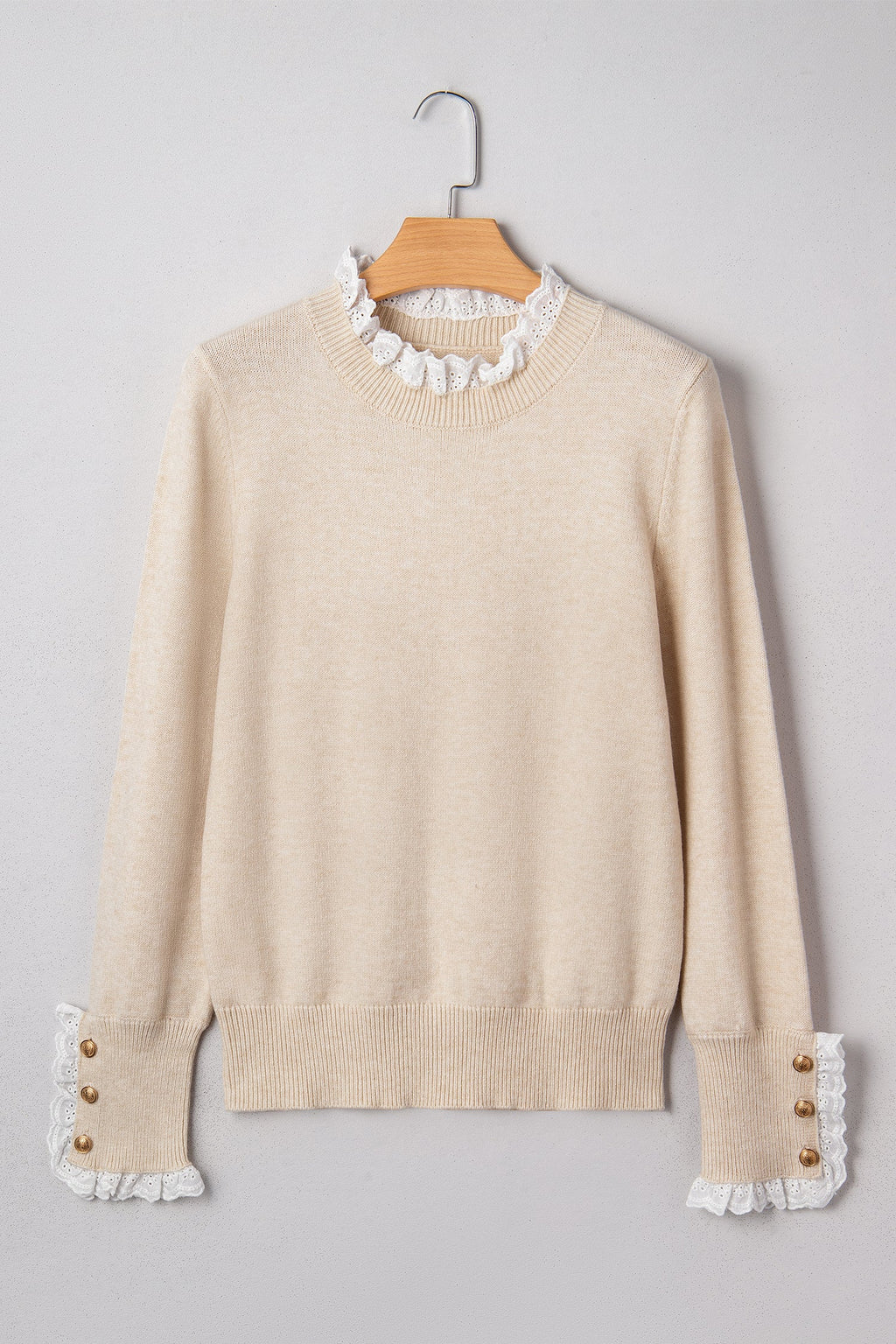 Madalyn Patchwork Cuffs Loose Sweater-Threaded Pear