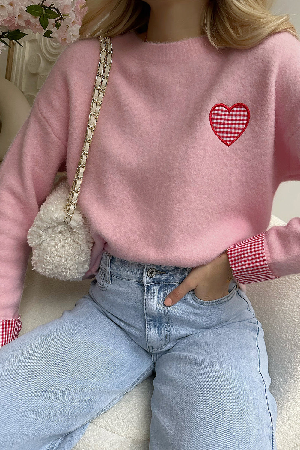 Goldie Cuffed Drop Shoulder Sweater-Threaded Pear