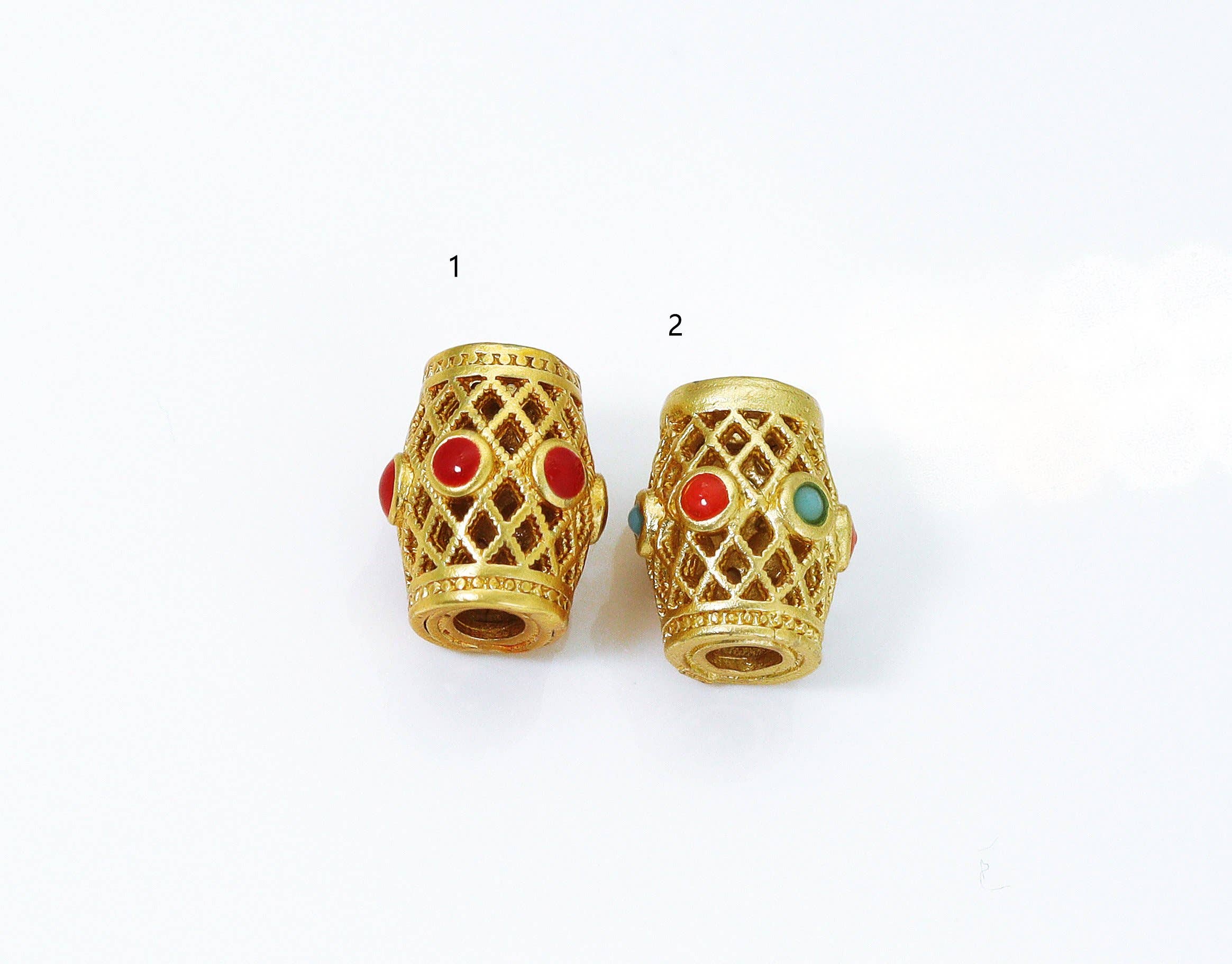 Gold Enamel Drum Spacer Beads, Sku#LX66