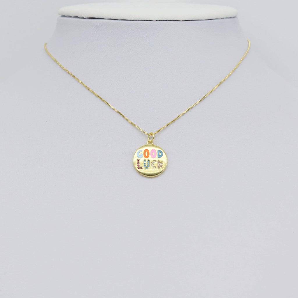CZ Colorful Enamel Good Luck Coin Charm, Sku#LX442