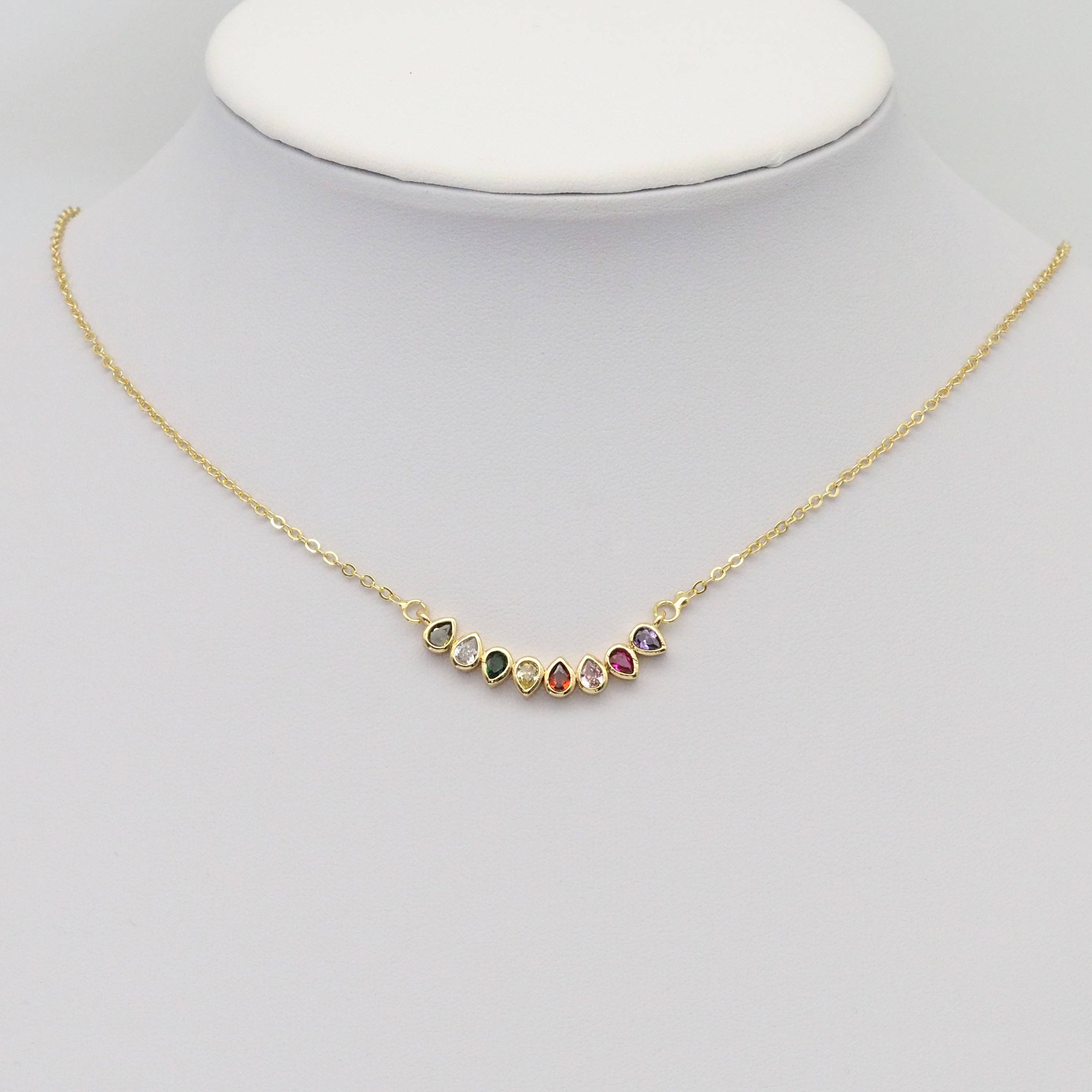 Colorful Teardrop CZ Connector Charm, Sku#LX310