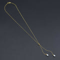 Dainty Gold link Chain White Drop Pearl Pendant Necklace, Sku#ZX210