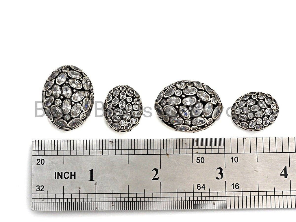 CZ Micro Pave Flat Oval Beads, Cz Pave Egg Beads, Cubic Zirconia Pave Beads, CZ Spacer Beads,16x19/25x27mm,sku#G419