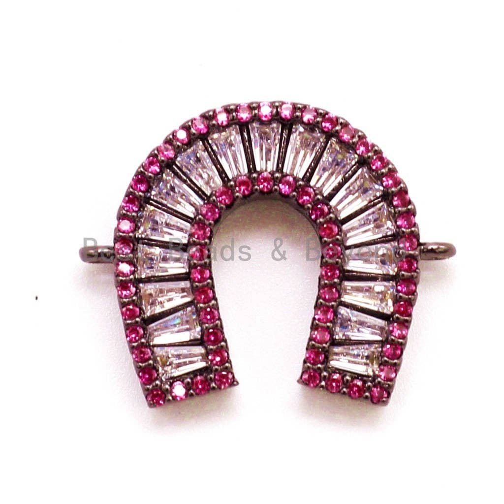 CZ  Micro Pave Clear Crystal U Shape Connector, Cubic Zirconia Space Connector, Jewelry Findings, 18x23mm,sku#E13