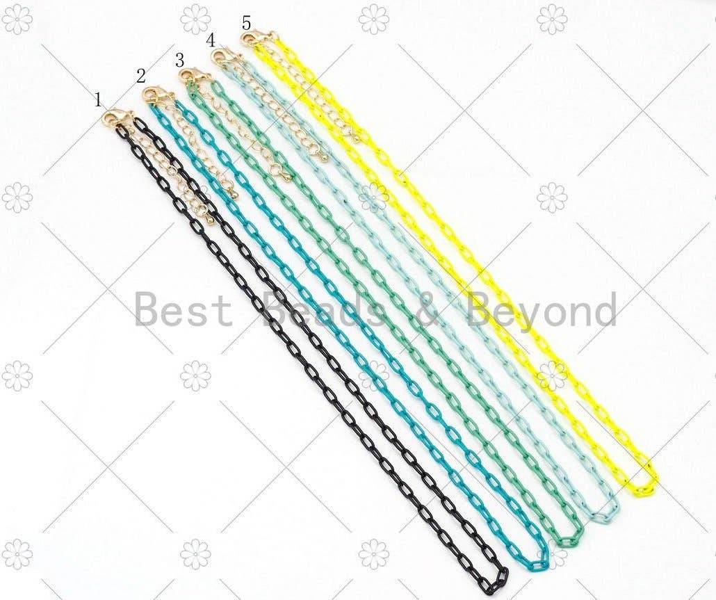 3.5mm Enamel Paperclip Chain Bracelet/Necklace, Sku#EF76