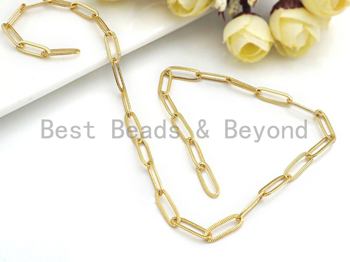 6x16mm Texturized Paper Clip Chain by Yard, Gold/Silver/Rose Gold/Gumetal Chain, Oval Link Chain, Wholesale Chain,sku#E514