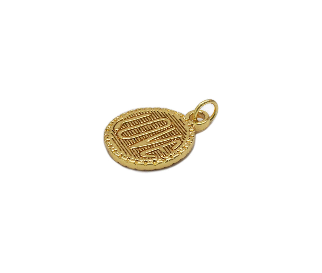 Gold Love Word On Round Coin Charm, Sku#FH203
