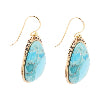 Blue turquoise earrings with bronze-tone accents
