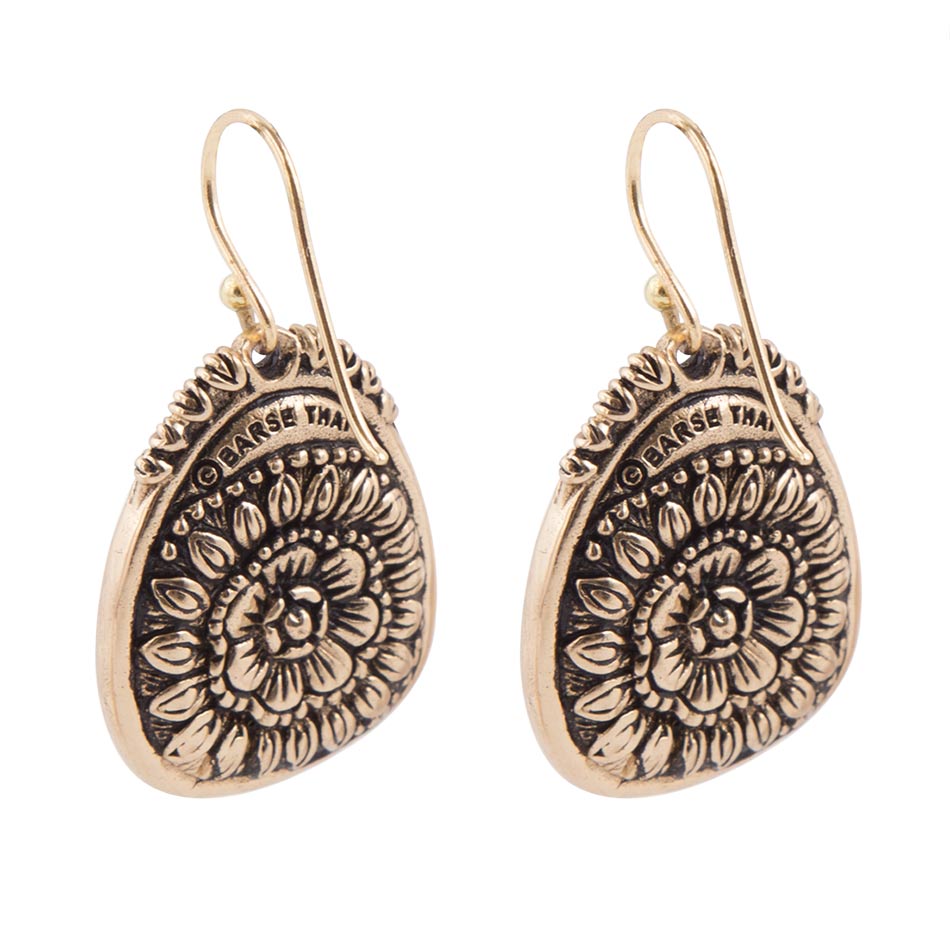 Agave Genuine Blue Turquoise Golden Drop Earrings