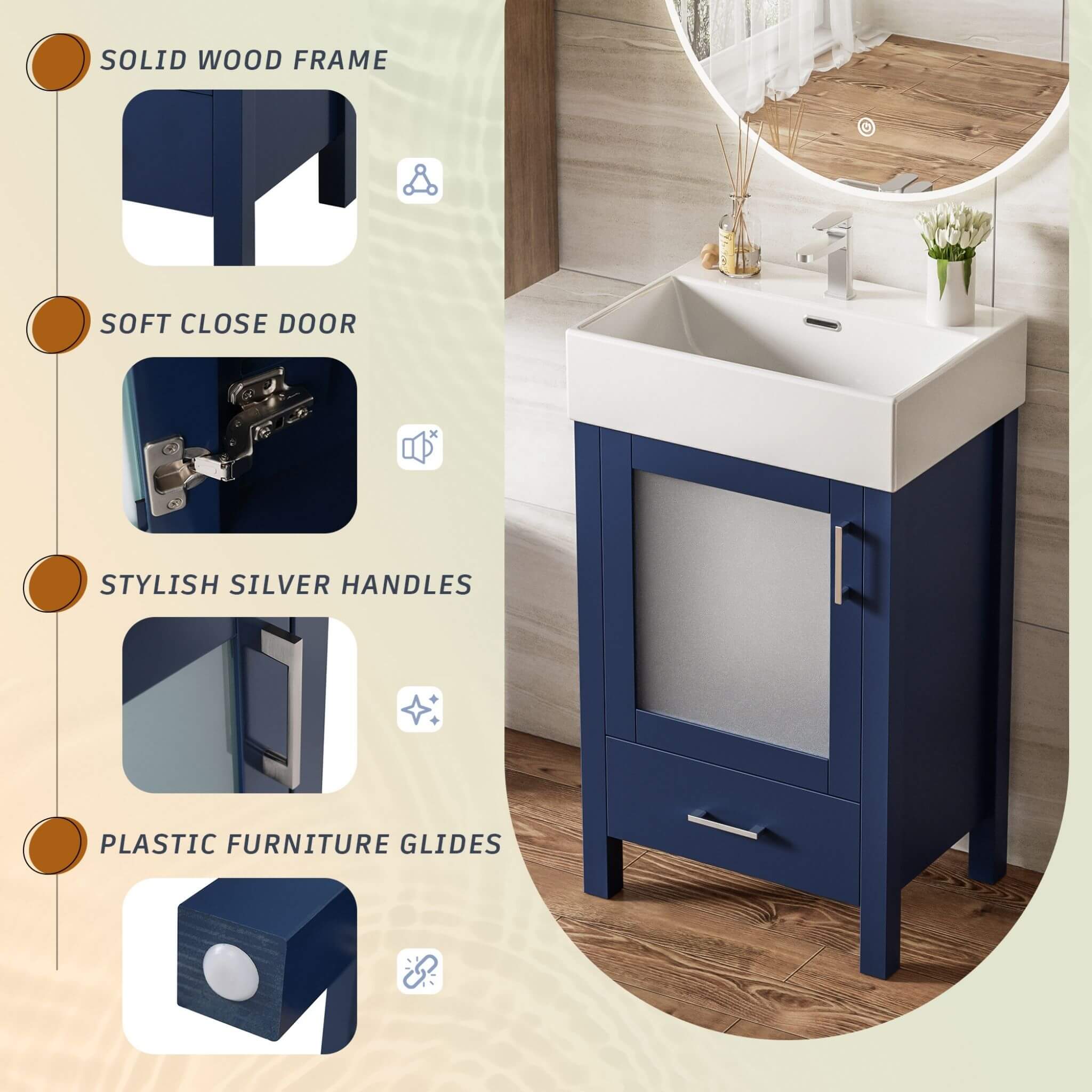 Alora 20-Inch Modern Bathroom Vanity With Ceramic Sink And Storage Cabinet (SAK39851)