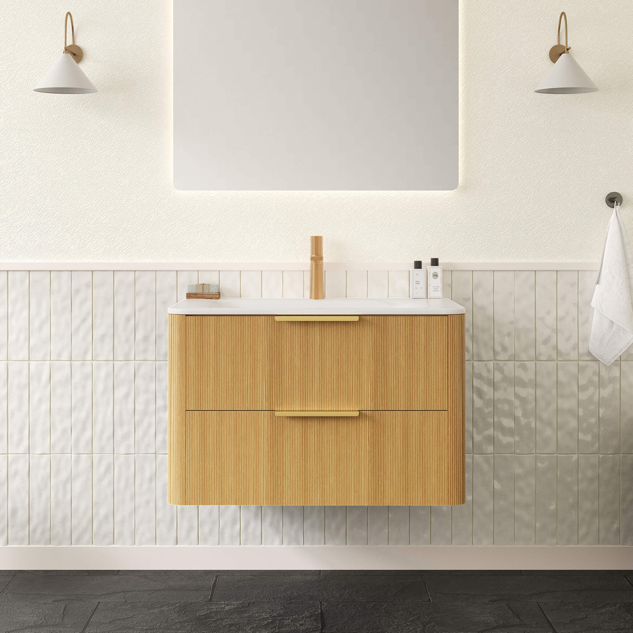 Alora Luxury 30/36-Inch Sintered Stone Floating Bathroom Vanity With Sink (SAK62871)
