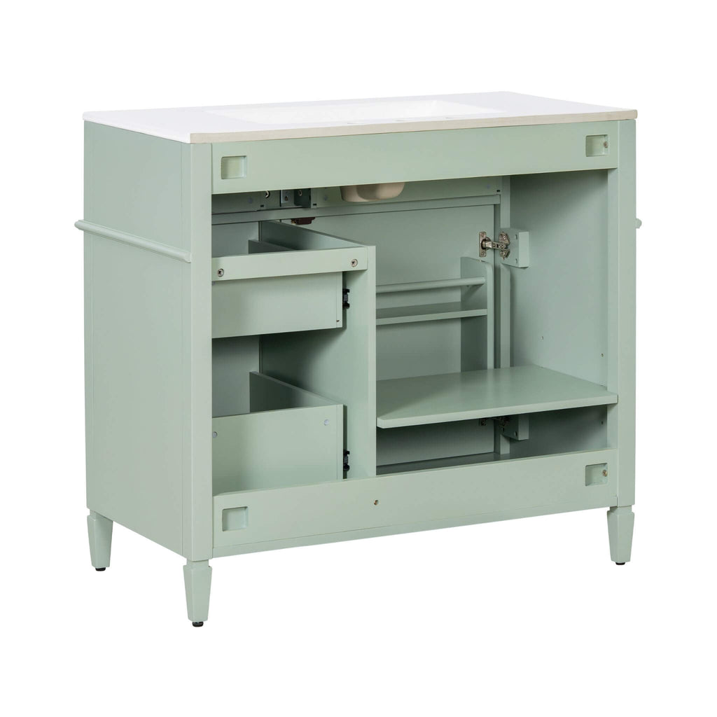 Alora 36-Inch Freestanding Bathroom Vanity With Ceramic Sink And Storage Cabinets [Faucet Not Included] (SAK86310)