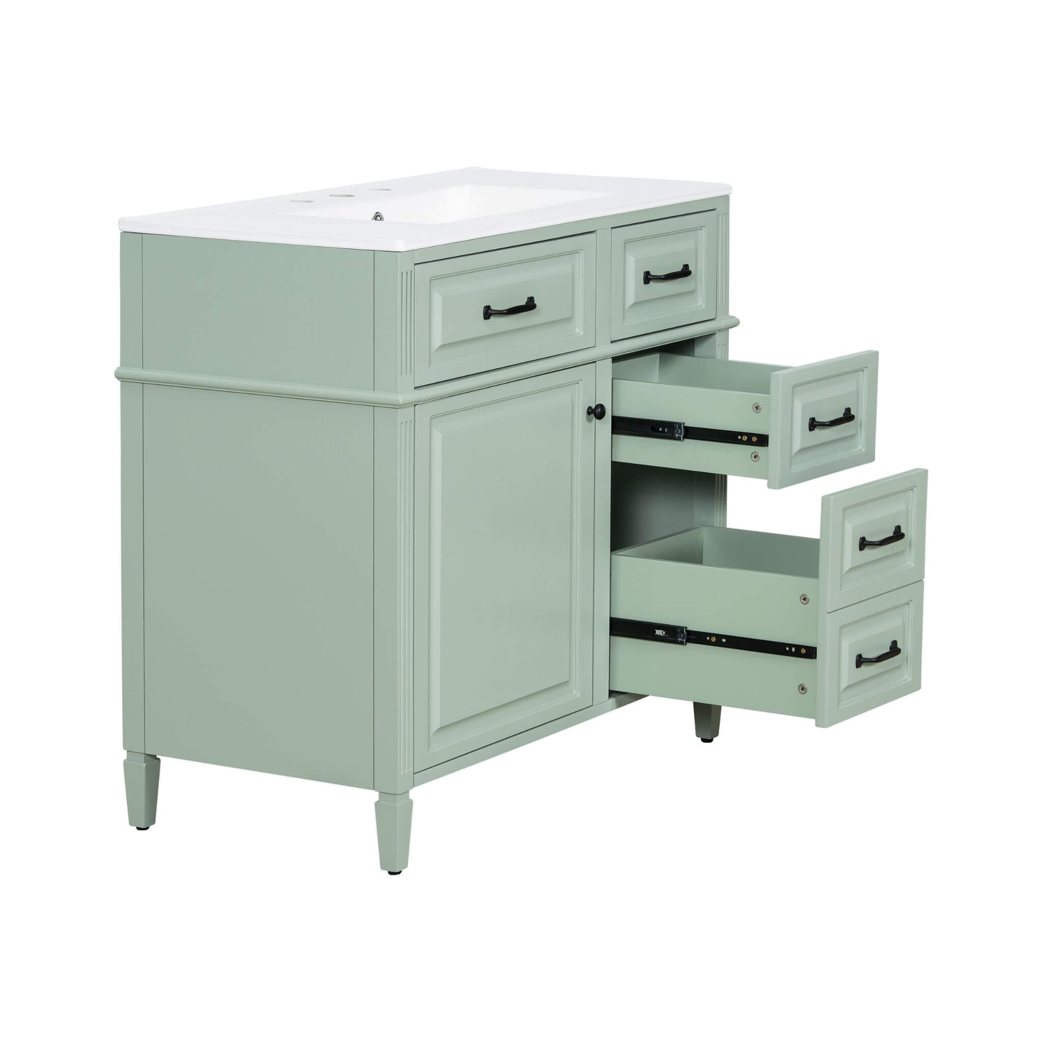 Alora 36-Inch Freestanding Bathroom Vanity With Ceramic Sink And Storage Cabinets [Faucet Not Included] (SAK86310)
