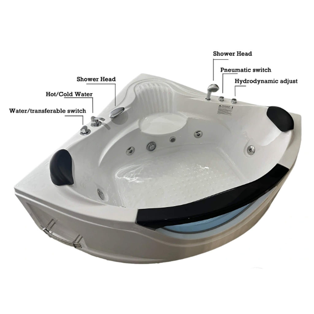 Alora 59-Inch 2-Person Luxury Corner Whirlpool Jetted Bathtub (SAK23819)