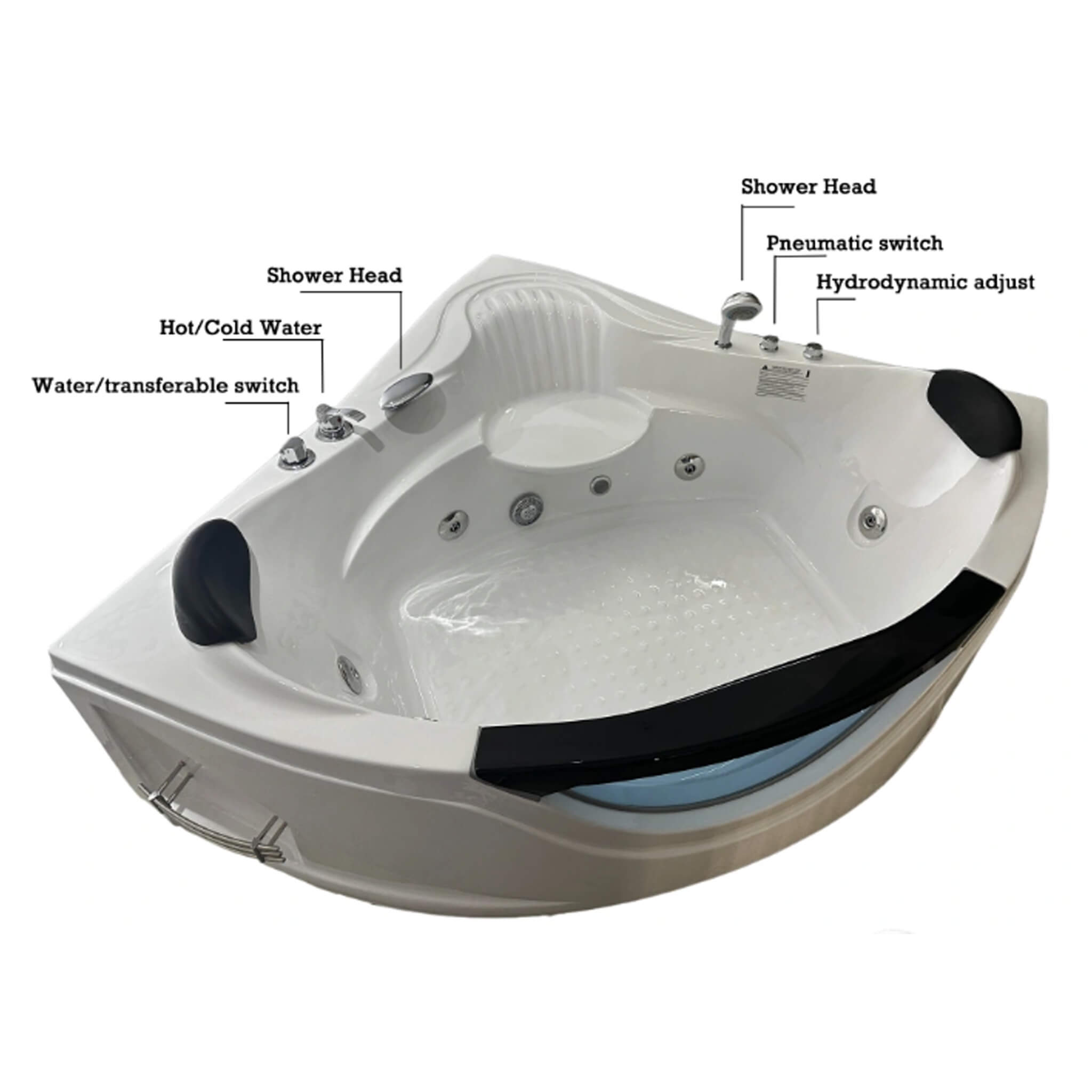 Alora 59-Inch 2-Person Luxury Corner Whirlpool Jetted Bathtub (SAK23819)