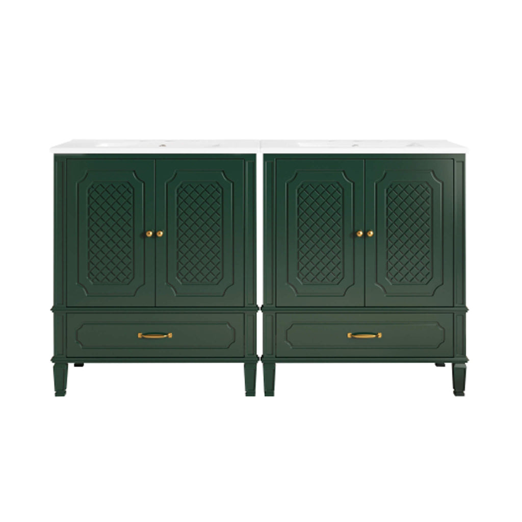 Alora 60-Inch Green Vintage Double Sink Vanity With Cabinets And Drawers (SAK19524)