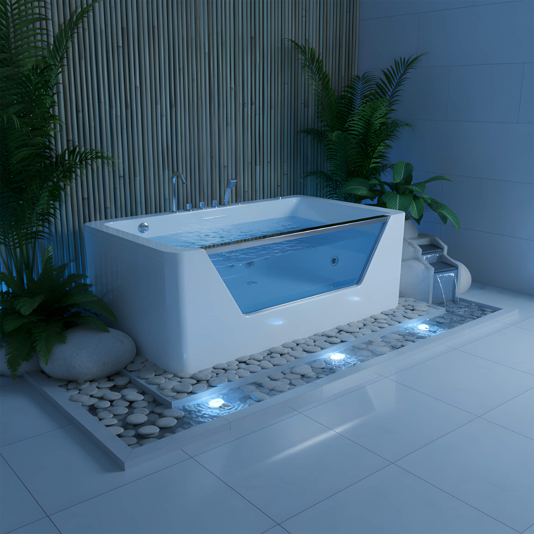 Alora 67-Inch 7-Jets Hydrotherapy Whirlpool Bathtub With Glass Panel (SAK13589)