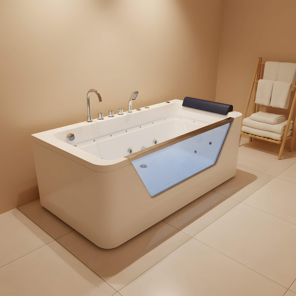 Alora 67-Inch 7-Jets Hydrotherapy Whirlpool Bathtub With Glass Panel (SAK13589)