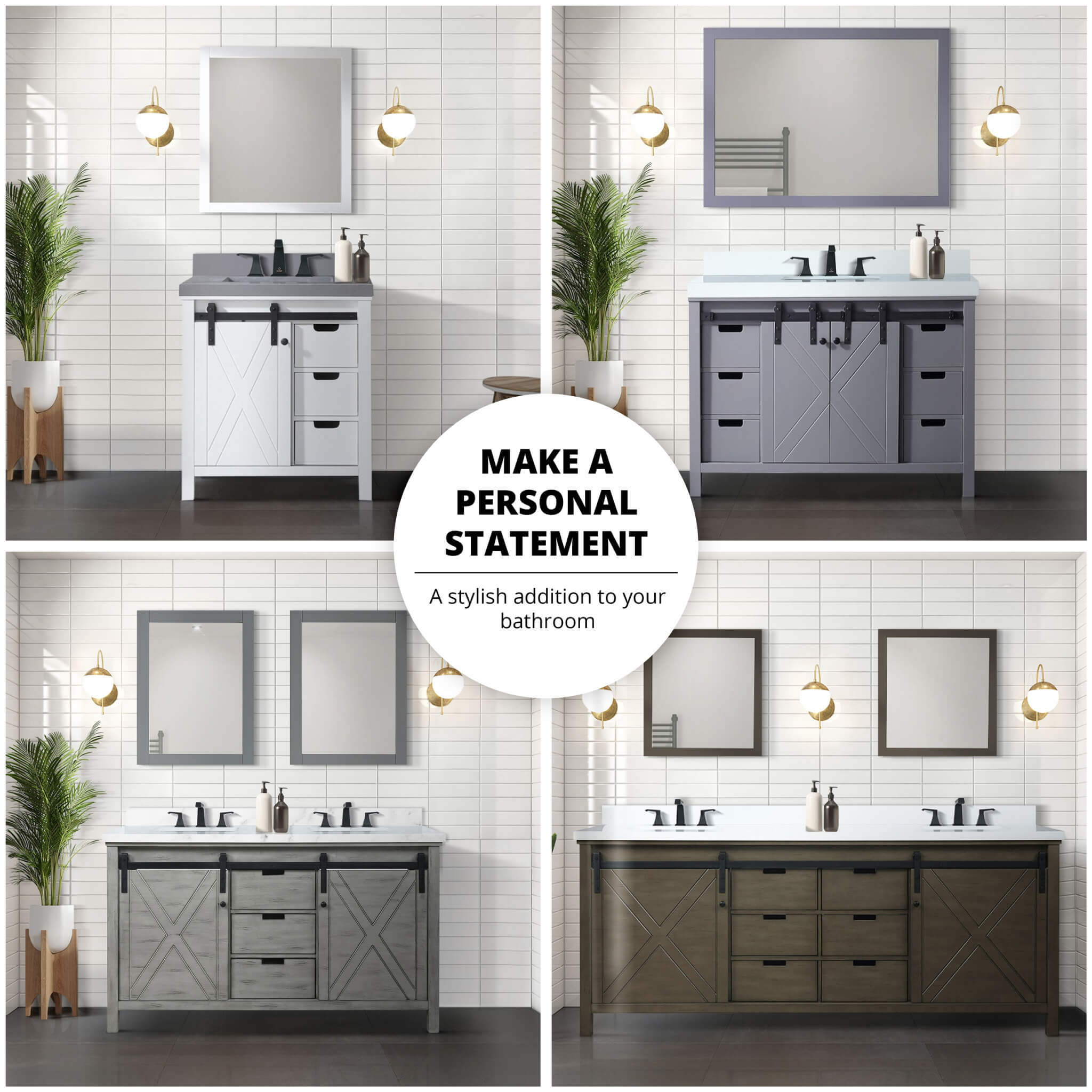Alora White Bathroom Vanity With Gray Quartz Top And Faucet Set (SAK19470)