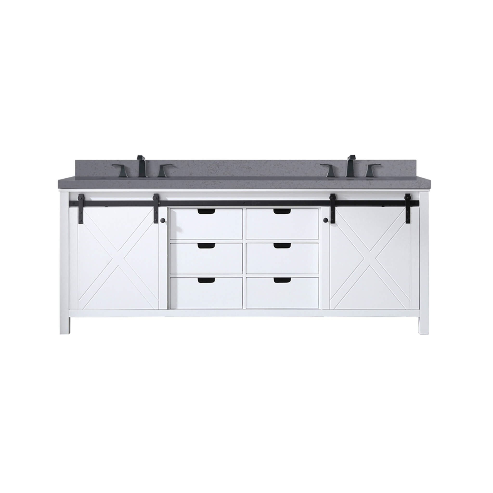 Alora White Bathroom Vanity With Gray Quartz Top And Faucet Set (SAK19470)