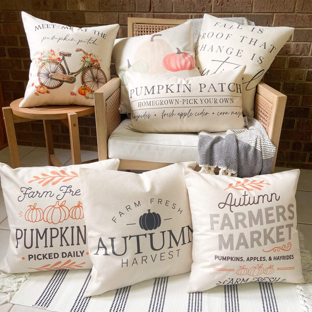 Orange Painted Pumpkins Pillow Cover 18x18 inch