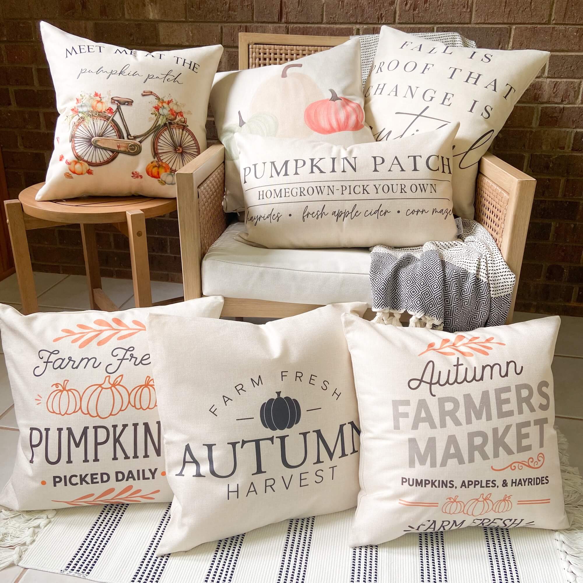 Orange Painted Pumpkins Pillow Cover 18x18 inch