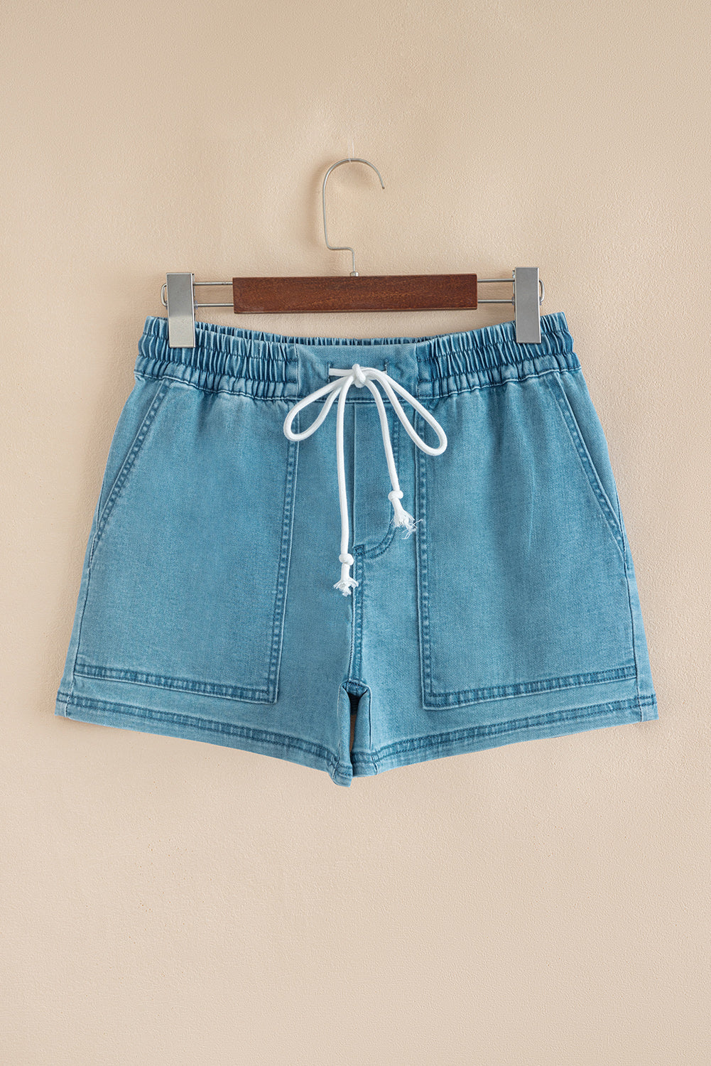 Elle Elastic Waistband Shorts-Threaded Pear
