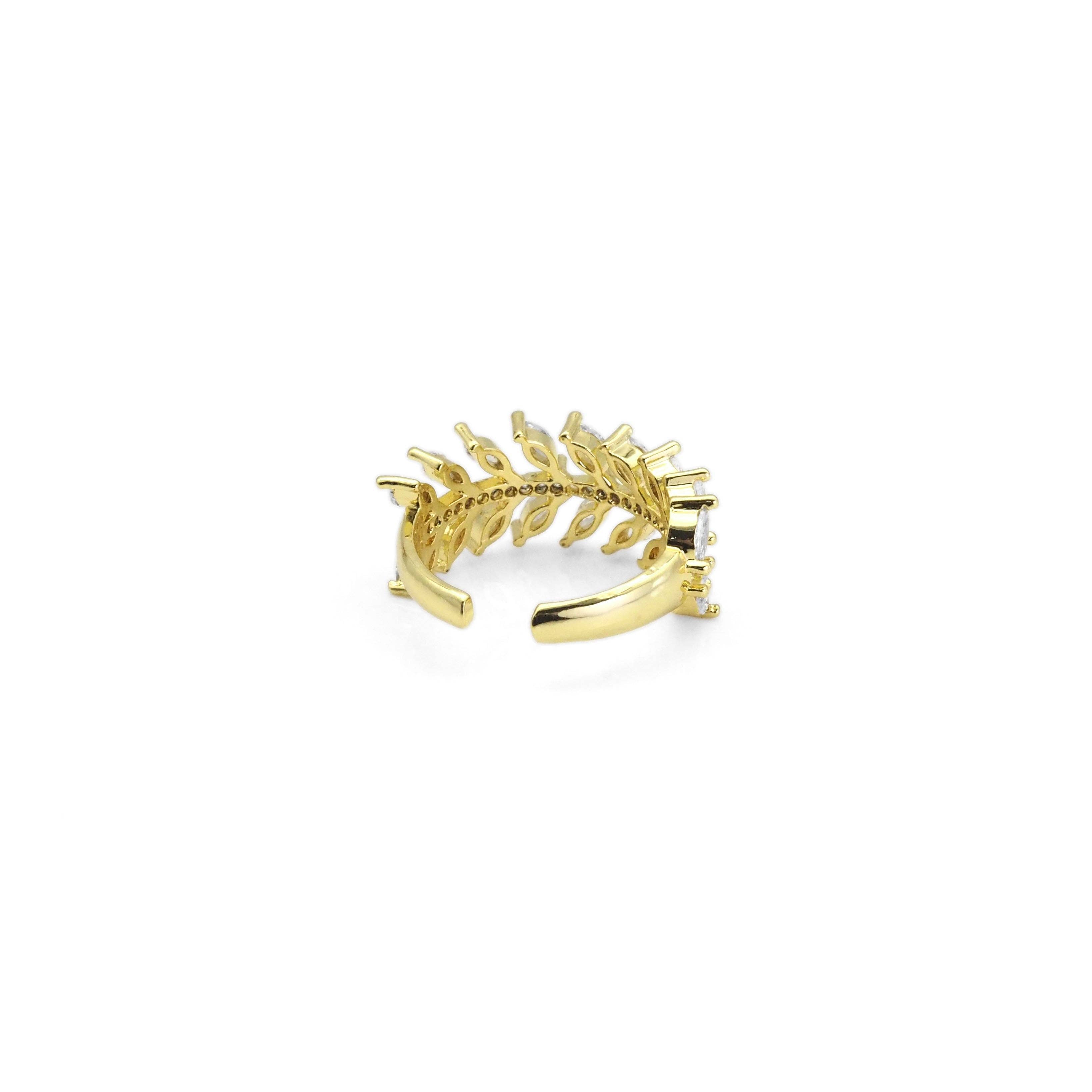 Gold Clear CZ Branch Adjustable Ring, Sku#LX276